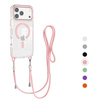 Étui de téléphone magnétique transparent pour iPhone 18 Pro Max 17 16 avec cordon réglable pour tour de cou et bandoulière