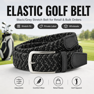 Cinturón de Golf Elástico Negro/Gris, Cinturón Elástico para Pedidos al por Menor y al por Mayor - Product Image 1