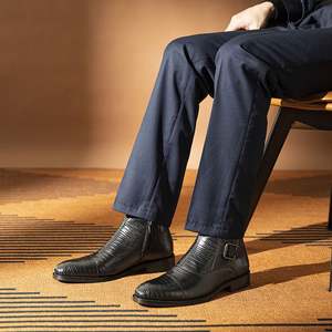 Bottines Chelsea en cuir véritable personnalisées, respirantes, à enfiler, légères, de style italien, pour hommes, pour l'hiver - Product Image 2