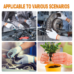 Guantes de punto de algodón antideslizantes de bajo precio Guantes DE TRABAJO punteados de poliéster Pvc Guantes de seguridad para construcción para hombres - Product Image 6