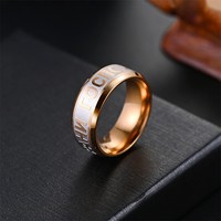 Bague rotative en acier inoxydable noir avec lettres, large et tendance, en stock, vente en gros, bijoux de mode unisexe