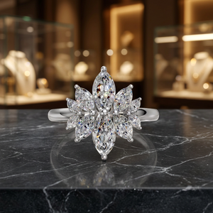 Radiant Marquise Cut Diamond Cluster Ring Floral Inspired Luxury Engagement Ring for Women Jewelry - Product Image 2