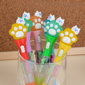 Dessin animé chat griffe haute valeur main compte stylo 6028 Type presse <span class=keywords><strong>Action</strong></span> 4 couleurs plastique multicolore encre gros papeterie - Product Image 6