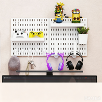 Kit d'organisation mural avec panneau perforé en plastique PP rigide, crochets, étagères et accessoires pour le bricolage à domicile