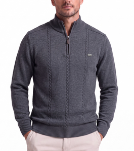 Nouvelle Arrivée 2027 – Pull Décontracté Homme Hiver à Col Montant en Coton, Demi-Zip, Couleur Unie, Haute Qualité, Chaud, Manches Longues - Product Image 1