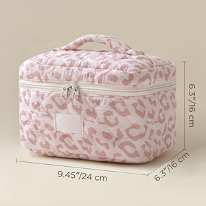 Bolsa de Cosméticos Acolchada Grande, Bolsa Organizadora de Artículos de Aseo para Viaje para Mujeres y Niñas, Linda Bolsa de Maquillaje de Algodón - Product Image 2