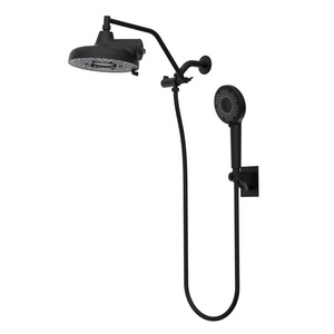 <span class=keywords><strong>Pommeau</strong></span> <span class=keywords><strong>de</strong></span> <span class=keywords><strong>douche</strong></span> noir réglable en hauteur/angle avec fonction pluie et douchette à main, bras d'extension et <span class=keywords><strong>support</strong></span> inclus - Product Image 1