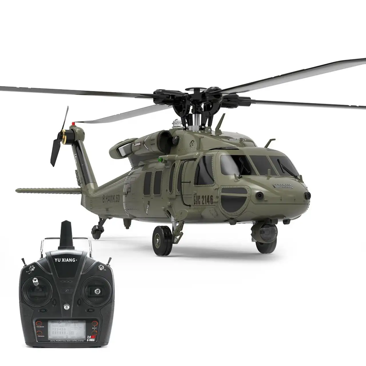 Avion Rc F09 UH60 Black Hawk Flybarless hélicoptère RC 6 CH 1/47 échelle pour jouets de loisirs personnels version autonome