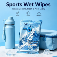 Lingettes humides rafraîchissantes instantanées en non-tissé spunlace pour le sport, marque privée OEM/ODM/OBM, 10 pièces, en maille, pour nettoyer la sueur après l'entraînement