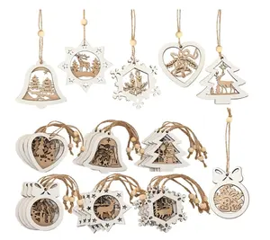 Weihnachten Holz Ornamente Hängende Ornamente Mit Perlen Holz Schneeflocken Handwerk Für Weihnachts baum Malerei Diy Craft
