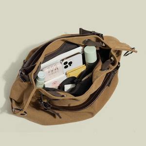 Trendy Japanese Retro Canvas <b>Bag</b> Large Capacity Multi-Function Crossbody <b>Tote</b> Zipper New Large Capacity Polyester <b>for</b> <b>Men</b> Women - Product Image 4