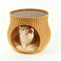 Lit pour animaux de compagnie double couche, hamac pour chat, lit chaud tissé pour chat, villa pour chat, cage pour chat, panier de rangement en rotin tissé pour chat et chien