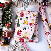 Papier d'emballage de Noël avec motif de danseuse de ballet goblin en dessin animé, revêtu d'aluminium, plusieurs options de couleurs, personnalisable