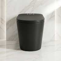 WC intelligent en céramique noir mat minimaliste, à poser au sol, avec chasse d'eau à siphon, pour salle de bain de villa de luxe