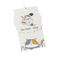 Étiquettes pour vêtements d'enfants en stock, motif dessin animé personnalisable, étiquettes mignonnes pour enfants, étiquette personnalisée, papier d'art 300g