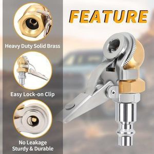 Tire Inflator Chuck Zinc Alloy Threaded Air Nozzle Fast <b>Inflate</b> For <b>Car</b> Tire Repair - Product Image 3