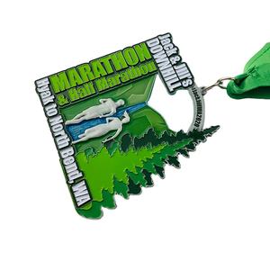 Médaille de marathon coureurs bon marché course de trail virtuelle amusante médaille de <span class=keywords><strong>montagne</strong></span> avec ruban couleur 5k 10k course de course sport - Product Image 3