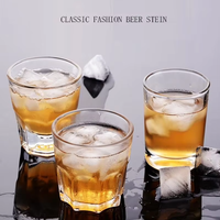 Verre à bière classique transparent en gros, verre à whisky octogonal, verre à boisson glacée 100ml/160ml en verre trempé