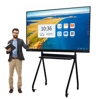 Papan Tulis Interaktif Pintar Layar Sentuh LCD LED 4K Weier 55-100 Inch dengan Sistem Operasi Android+Windows Warna Hitam untuk Rapat & Pengajaran