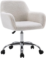 Chaise de bureau ergonomique de luxe contemporaine à hauteur réglable manuellement, pivotante à 360°, en fausse fourrure, avec plusieurs options de fausse fourrure