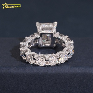 Nuovo <span class=keywords><strong>Anello</strong></span> di Fidanzamento con Moissanite Taglio <span class=keywords><strong>Smeraldo</strong></span> da 5 Carati, Gioiello di Lusso, Anelli in <span class=keywords><strong>Argento</strong></span> con Diamanti per Matrimonio, Spedizione dagli USA - Product Image 4