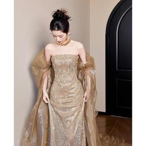 S1839L 2026 nuova moda modesta gonna lunga con paillettes e paillettes <span class=keywords><strong>abiti</strong></span> <span class=keywords><strong>da</strong></span> banchetto lunga sirena per le donne <span class=keywords><strong>abiti</strong></span> <span class=keywords><strong>da</strong></span> <span class=keywords><strong>damigella</strong></span> d'onore - Product Image 4