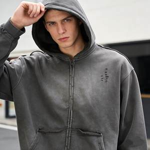 Sudadera con capucha para hombre, de algodón French Terry, con logotipo personalizado, estilo acid-washed y desgastado, de los más vendidos, para fabricantes de ropa. - Product Image 2