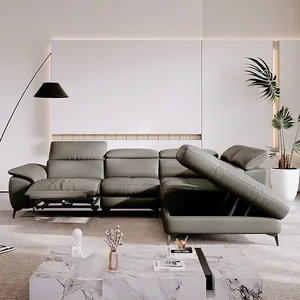 Modern Living Room Home Furniture Sectional L Shape Leather Sofa Recliner With Storage China Wooden Sofa Set