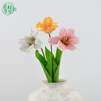 Fleurs artificielles en soie de haute qualité, tulipes aux tons pastel mélangés, pour bouquet de mariée, arrangement de hall d'hôtel