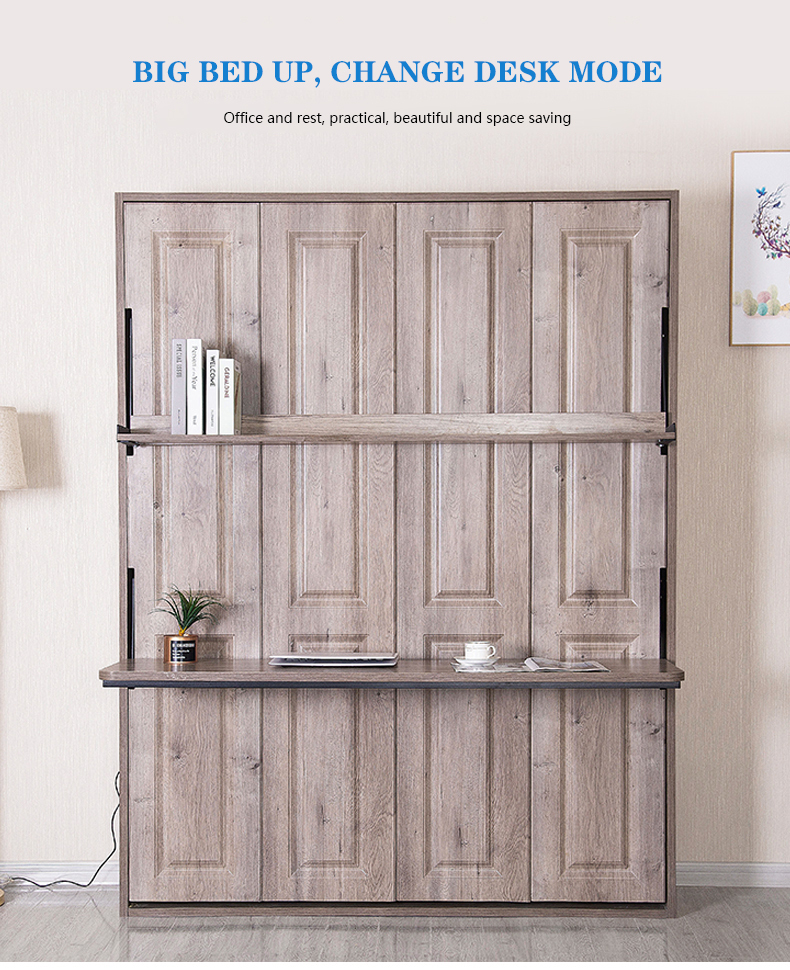 Matériel en bois moderne simple lit pliant lit caché/invisible lit/lit pliant avec bureau pour meubles de chambre