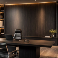 Panel Dinding Veneer Kayu Arang Bambu Tahan Api B1, Tahan Air, untuk Pelapis Dinding Interior Proyek Kantor dan Hotel