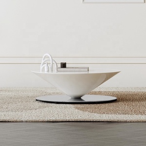 Zayshine Italian Modern FRP Base Coffee <strong>Table</strong> FRP Countertop <strong>Circle</strong> Living Room Furniture Set Metal Feet Simplicity Teapoy - Product Image 2