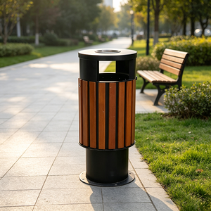 ถังขยะโลหะสำหรับจัดเก็บขยะกลางแจ้งในสวนสาธารณะ ถังขยะสาธารณะ - Product Image 2