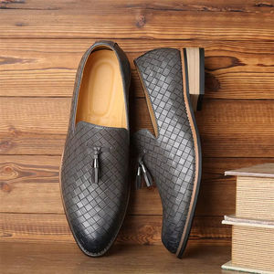 Chaussures Oxford en cuir véritable imperméables pour hommes, fabriquées à la main, pour mariage, formelles, décontractées, antidérapantes, avec boucles et sangles en caoutchouc - Product Image 4