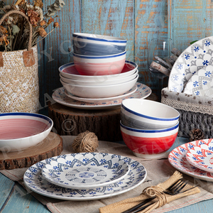 Vaisselle <span class=keywords><strong>en</strong></span> <span class=keywords><strong>porcelaine</strong></span> fine, vaisselle <span class=keywords><strong>en</strong></span> grès, motif mandala, peinte à la main, vaisselle <span class=keywords><strong>en</strong></span> céramique, 18 <span class=keywords><strong>pièces</strong></span> - Product Image 1