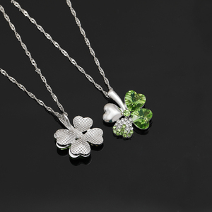 <span class=keywords><strong>2025</strong></span> accesorios joyería moda Lucky Green Crystal cuatro hojas trébol corazón colgante collares