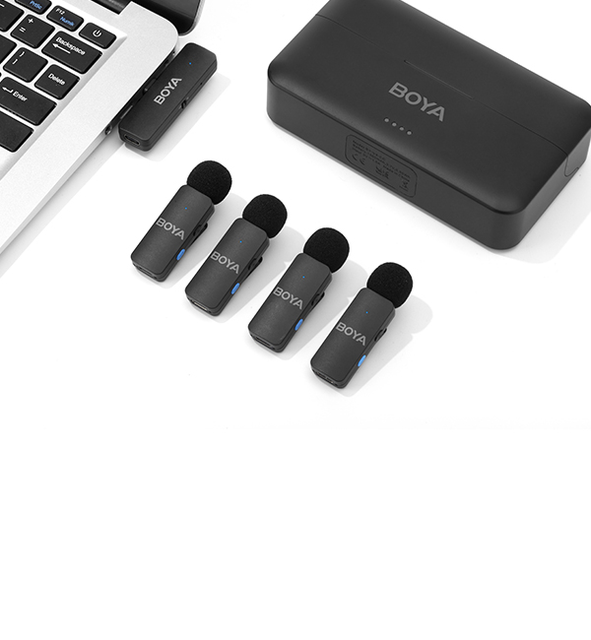 By-v4u 4 Channel Mini Portable Audio Video Recording Mini Lapel Mic Microfone Wireless Lavalier Lapel Microphone