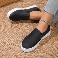 Nouvelle Arrivée 2025 – Mocassins Plats Décontractés à Paillettes pour Femmes, Grande Taille, Bout Rond, Faciles à Enfiler, Idéals pour l'Automne – Commerce International