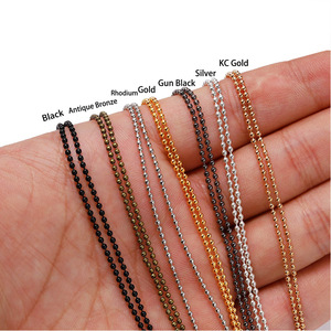 Chaînes à perles, chaînes à billes, chaînes en métal perlées 5m 10m, colliers tendance, accessoires de bijoux DIY, fer plaqué cuivre, argenté - Product Image 3
