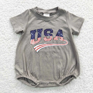 ชุดเด็กทารกชายวันที่ 4 กรกฎาคม เสื้อยืดแขนสั้นพิมพ์ลาย USA + กางเกงขาสั้นสีพื้น ชุดรอมเปอร์เด็กผู้ชาย เสื้อผ้าวันประกาศอิสรภาพ - Product Image 3