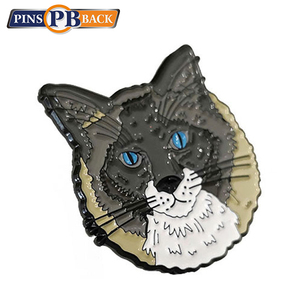 Hard enamel pins with glitter - 2" hard enamel lapel pins silver plated customized - Product Image 2