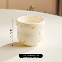 Tasses en céramique sans poignée à motif de fruits de dessin animé pour femmes et hommes, tasses à café et à dessert pour la maison et le bureau, tasses assorties pour couples, vente en gros