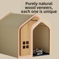 Vente flash - Villa pour animaux de compagnie en bois massif toute saison, respirante, imperméable, chaude, facile à assembler, pour chiens et chats de petite et moyenne taille