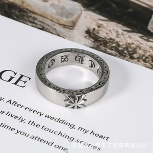 Japanese Korean Style <b>Titanium</b> Steel Men's <b>Ring</b> Eight Pointed Star Rune Design SA1026 Gift Jewelry - Product Image 1