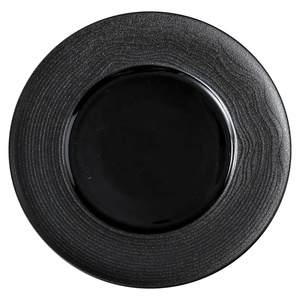 Plateau en céramique japonais 1 pièce, assiette plate pour salade assiette de cuisson à pizza, relief créative <span class=keywords><strong>vaisselle</strong></span> noir et blanc, <span class=keywords><strong>vente</strong></span> directe d'usine - Product Image 5