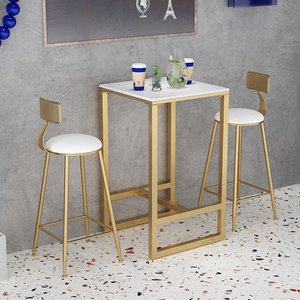 <span class=keywords><strong>Table</strong></span> nordique moderne de luxe carrée en marbre pied haut barre en fer doré pour petits espaces-entrée salon cave à vin maison événement - Product Image 3