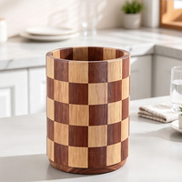 Porte-ustensiles en bois, organisateur cylindrique, bloc de couleur, rangement de cuisine pour cuillères, fourchettes, outils de cuisine, décoration intérieure