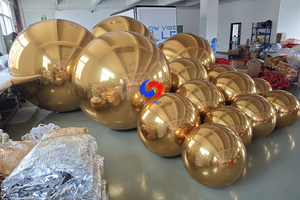 2ft/2.6ft/3.3ft/5ft/ 6ft/6.6ft trang trí màu vàng Inflatable gương bóng bay vàng lớn bóng sáng bóng với máy bơm - Product Image 4