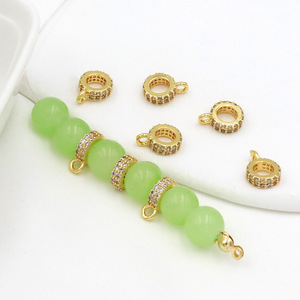 Colgante redondo con cuentas de circonio chapado en oro y cobre, accesorios de joyería DIY para hacer pulseras C45 - Product Image 3