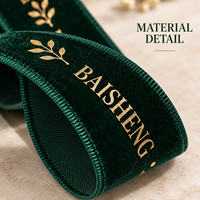 Ruban en velours décoratif pour emballage de vêtements, avec logo personnalisé en feuille d'or, impression textile, couleur OEM